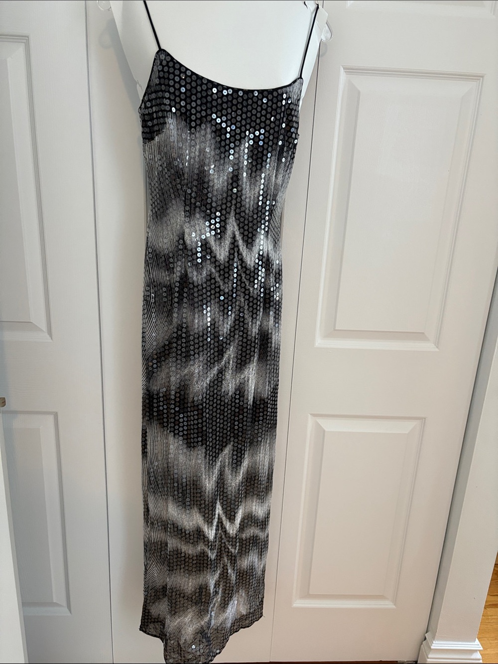 JS Collections Black and White Ombre Maxi Dress with Sheer Overlay